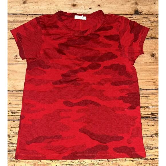 Rag & Bone Women’s Size S Red Camo Short Sleeve Baby T NWOT - Picture 1 of 6